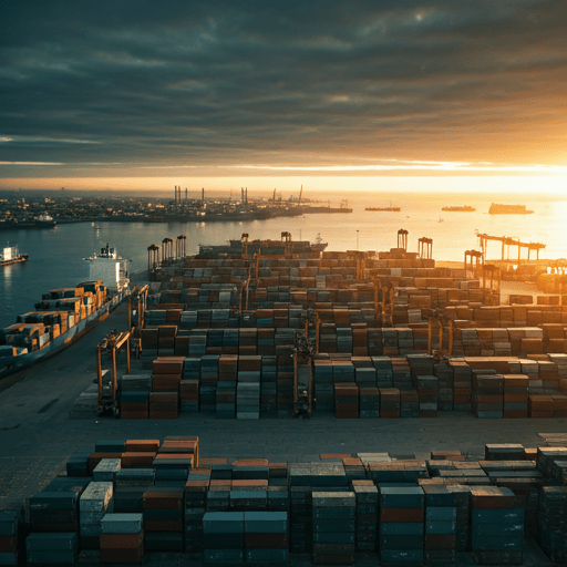 Port logistics operations viewed from a modern advisory office
